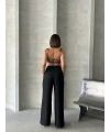 Pileli keten pantolon s255046