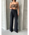 Pileli keten pantolon s255046