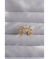 Pirinç Ayarlamalı Gold Renk Zirkon Taşlı 2li Görünüm Fiyonk Yüzük
