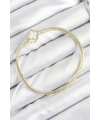 Pirinç Charm Zirkon Taşlı Yonca Model Gold Renk Kadın Bileklik