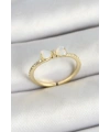 Pirinç Fiyonk Figürlü Zirkon Taşlı Gold Renk Ayarlanabilir Kadın Yüzük