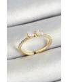 Pirinç Fiyonk Figürlü Zirkon Taşlı Gold Renk Ayarlanabilir Kadın Yüzük