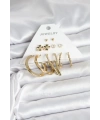 Pirinç Gold Renk 6 Çift Kadın Küpe Seti