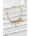 Pirinç Gold Renk Ay Charm Model Charmlı Kadın Bileklik