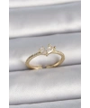 Pirinç Gold Renk Ayarlanabilir Zirkon Taşlı Kalp Model Kadın Yüzük