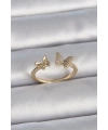 Pirinç Gold Renk Ayarlanabilir Zirkon Taşlı Kelebek Model Kadın Yüzük