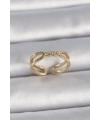 Pirinç Gold Renk Ayarlanabilir Zirkon Taşlı Sarmal Model Kadın Yüzük