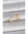 Pirinç Gold Renk Ayarlanabilir Zirkon Taşlı Yıldız Model Kadın Yüzük