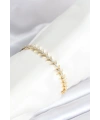 Pirinç Gold Renk Balık Sırtı Model Zirkon Taşlı Kadın Bileklik