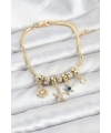Pirinç Gold Renk Deniz Tema Charmlı Kadın Bileklik
