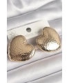 Pirinç Gold Renk İşlemeli Kalp Model Kadın Küpe