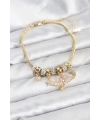 Pirinç Gold Renk Kanatlı Charmlı Kadın Bileklik
