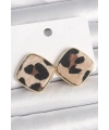 Pirinç Gold Renk Kare Leopar Model Kadın Küpe