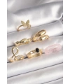 Pirinç Gold Renk Kelebek Figür Sarmal Model 6Lı Kadın Yüzük Seti