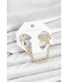 Pirinç Gold Renk Kelebek Model Zincir Bağlantılı Ear Cuff Küpe Seti
