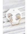 Pirinç Gold Renk Kelebekli Model Zincir Bağlantılı Ear Cuff Küpe Seti