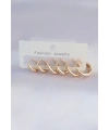 Pirinç Gold Renk Oval Küpe Seti