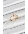 Pirinç Gold Renk Pembe Kelebek Kadın Yüzük