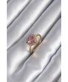 Pirinç Gold Renk Pembe Zirkon Taş Kalp Charm Model Kadın Yüzük