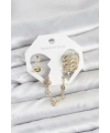 Pirinç Gold Renk Sarmal Model Zincir Bağlantılı Ear Cuff Küpe Seti