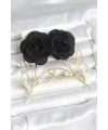 Pirinç Gold Renk Siyah Gül Model Kadın Küpe