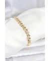 Pirinç Gold Renk VIP Seri Sarmal Damla Model Zirkon Taşlı Kadın Bileklik