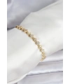 Pirinç Gold Renk VIP Seri Sıralı Yonca Model Zirkon Taşlı Kadın Bileklik