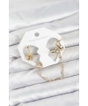 Pirinç Gold Renk Yılan Model Zincir Bağlantılı Ear Cuff Küpe Seti