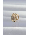 Pirinç Gold Renk Yonca Earcuff Küpe