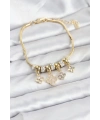 Pirinç Gold Renk Yonca Model Kadın Bileklik