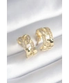 Pirinç Gold Renk Zirkon Taş Detay Zincir Model Kadın Küpe