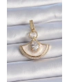Pirinç Gold Renk Zirkon Taş Detaylı Beyaz Mineli Ajda Charm