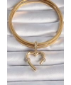 Pirinç Gold Renk Zirkon Taş Detaylı Kalp Figür Ajda Charm