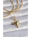 Pirinç Gold Renk Zirkon Taşlı 3D Üçgen Model Ajda Charm
