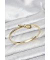 Pirinç Gold Renk Zirkon Taşlı Fiyonk Model Kadın Kelepçe Bileklik