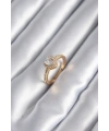 Pirinç Gold Renk Zirkon Taşlı Kalp Charm Model Kadın Yüzük