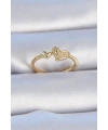 Pirinç Gold Renk Zirkon Taşlı Kalp Model Kadın Yüzük