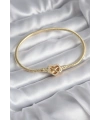 Pirinç Gold Renk Zirkon Taşlı Kalp Sonsuzluk Model Charm Kadın Bileklik