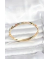 Pirinç Gold Renk Zirkon Taşlı Kelepçe Bileklik