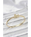 Pirinç Gold Renk Zirkon Taşlı Kuğu Model Kadın Kelepçe Bileklik