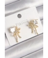 Pirinç Gold Renk Zirkon Taşlı Kurdele Model Kadın Küpe