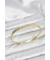 Pirinç Gold Renk Zirkon Taşlı Model Kadın Kelepçe Bileklik