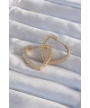 Pirinç Gold Renk Zirkon Taşlı Motifli Kalp Küpe