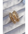 Pirinç Gold Renk Zirkon Taşlı Oval Model Küpe