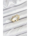 Pirinç Gold Renk Zirkon Taşlı Vintage Kadın Yüzük