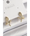 Pirinç Gold Renk Zirkon Taşlı Yılan Model Kadın Küpe
