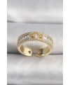 Pirinç Gold Renk Zirkon Taşlı Yıldız İşleme VIP Seri Kadın Yüzük