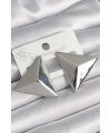 Pirinç Gümüş Renk 3D Üçgen Model Kadın Küpe