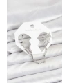 Pirinç Gümüş Renk Kelebek Model Zincir Bağlantılı Ear Cuff Küpe Seti