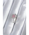 Pirinç Gümüş Renk Pembe Zirkon Taş Kalp Charm Model Kadın Yüzük